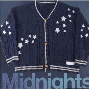 Official Taylor Swift Midnight Cardigan Size Medium Large Navy Blue Cable Knit